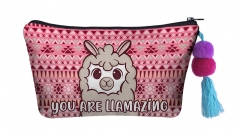 Make up bag with ball  llama