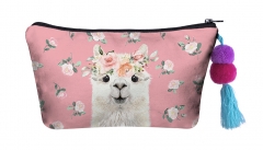 Make up bag with ball llama