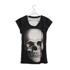 Women T-shirt skull black